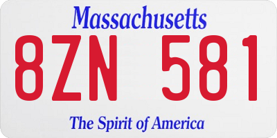 MA license plate 8ZN581