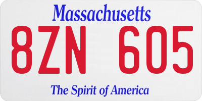 MA license plate 8ZN605