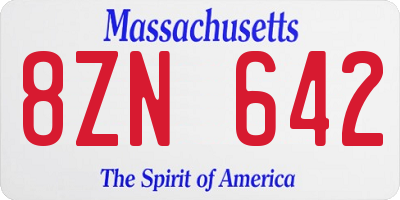 MA license plate 8ZN642