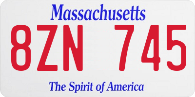 MA license plate 8ZN745