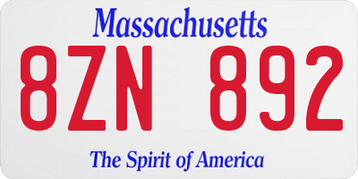 MA license plate 8ZN892