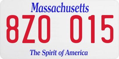MA license plate 8ZO015