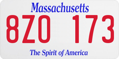 MA license plate 8ZO173