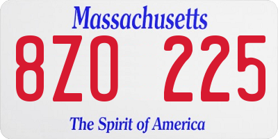 MA license plate 8ZO225