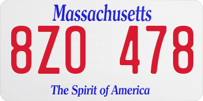 MA license plate 8ZO478