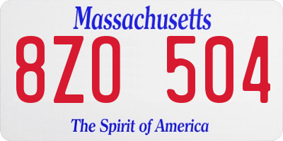 MA license plate 8ZO504