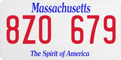 MA license plate 8ZO679