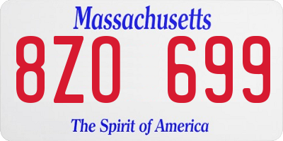 MA license plate 8ZO699