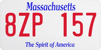 MA license plate 8ZP157