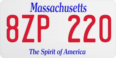 MA license plate 8ZP220