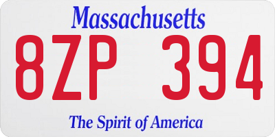 MA license plate 8ZP394