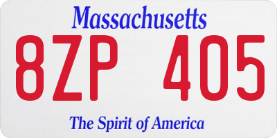MA license plate 8ZP405