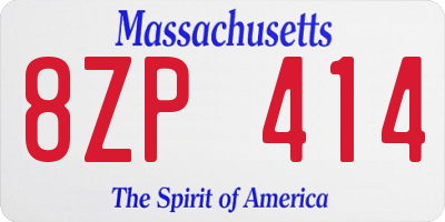 MA license plate 8ZP414
