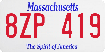 MA license plate 8ZP419