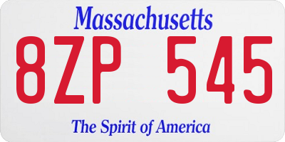 MA license plate 8ZP545