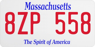 MA license plate 8ZP558