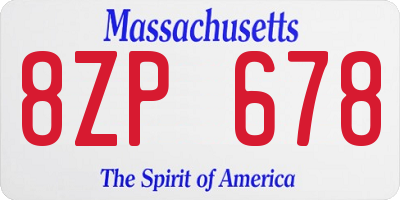 MA license plate 8ZP678
