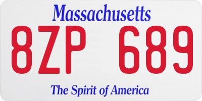 MA license plate 8ZP689