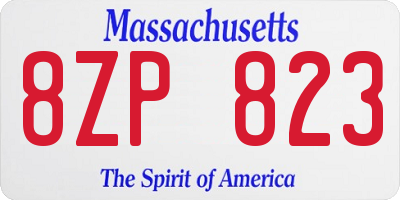 MA license plate 8ZP823
