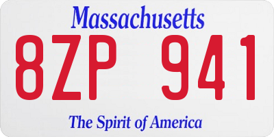 MA license plate 8ZP941