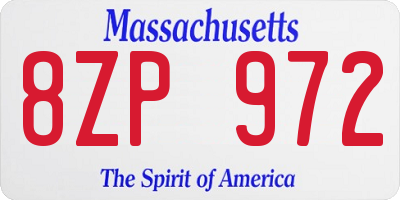 MA license plate 8ZP972