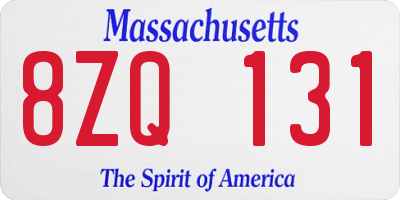 MA license plate 8ZQ131