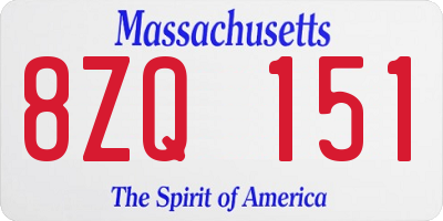 MA license plate 8ZQ151