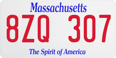 MA license plate 8ZQ307
