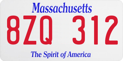 MA license plate 8ZQ312
