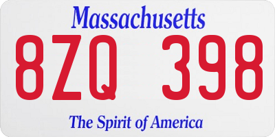 MA license plate 8ZQ398