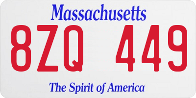 MA license plate 8ZQ449