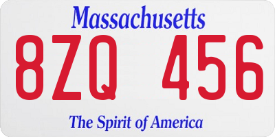 MA license plate 8ZQ456