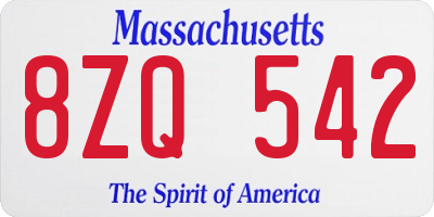 MA license plate 8ZQ542