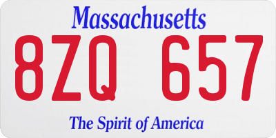 MA license plate 8ZQ657