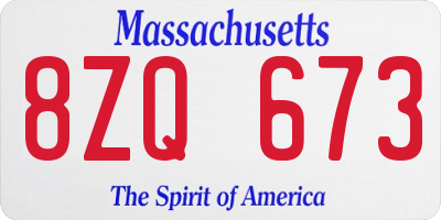 MA license plate 8ZQ673