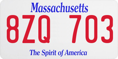MA license plate 8ZQ703