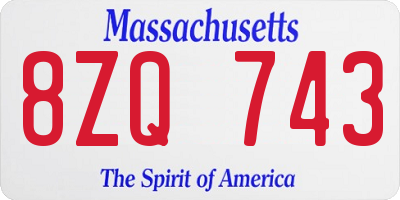 MA license plate 8ZQ743