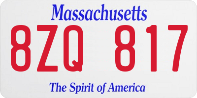 MA license plate 8ZQ817