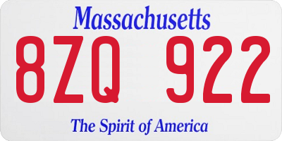 MA license plate 8ZQ922