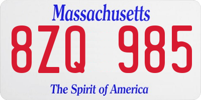 MA license plate 8ZQ985