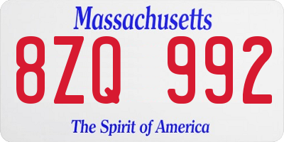 MA license plate 8ZQ992