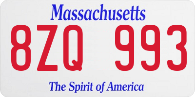 MA license plate 8ZQ993