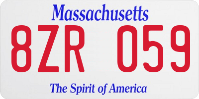 MA license plate 8ZR059