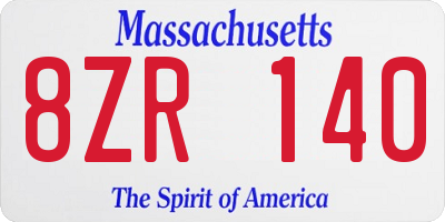 MA license plate 8ZR140