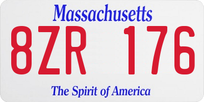 MA license plate 8ZR176