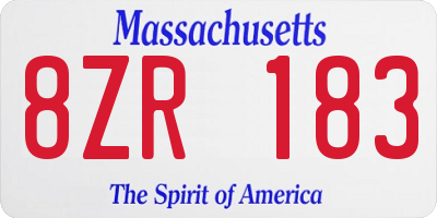 MA license plate 8ZR183
