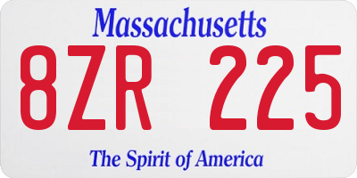 MA license plate 8ZR225