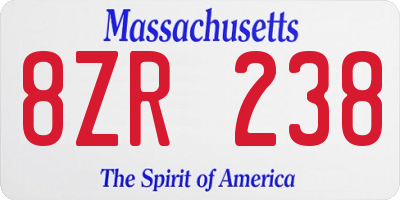 MA license plate 8ZR238
