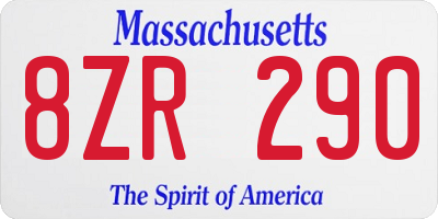 MA license plate 8ZR290