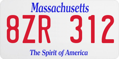 MA license plate 8ZR312